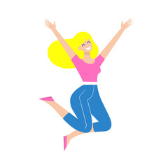 Joyful Blonde Girl in Modern Vector Art Style