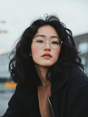 Piękna, młoda brunetka - portret uliczny
