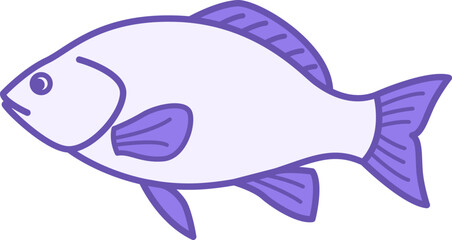 Colored Fish Icon. Vector Illustration. Agriculture, Farming. Domestic Animals Concept