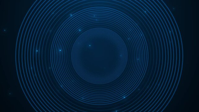 Science and technology Futuristic abstract background with Glowing blue circles. circles dashed lines and flashing amber and blue data lights. Technology network concept. Modern cyberspace innovation.