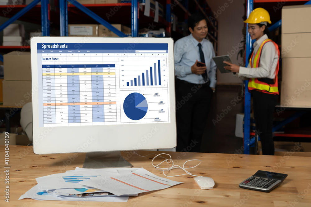 Poster spreadsheet document information financial startup concept. data and graphs in spreadsheet documents