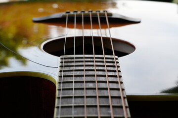 Fototapeta premium acoustic guitar close up