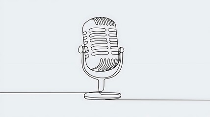 a minimalist vector line art drawing of-a microphone