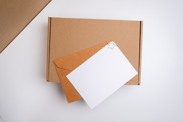 Paper envelopes on a light background. New mail, write a message. Send and receive mail. Postal delivery service. Empty envelope, empty space. Communication with people, paperwork. Envelope close-up 