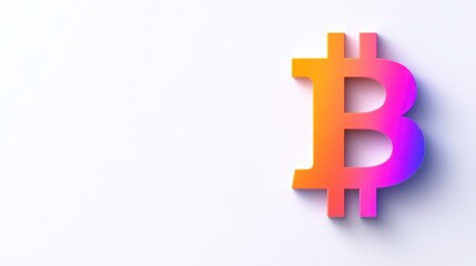 Obraz premium Colorful 3D Bitcoin Symbol with Modern Design on Minimalist Background Ideal for Financial, Cryptocurrency, and Technology Concepts in Stock Photography