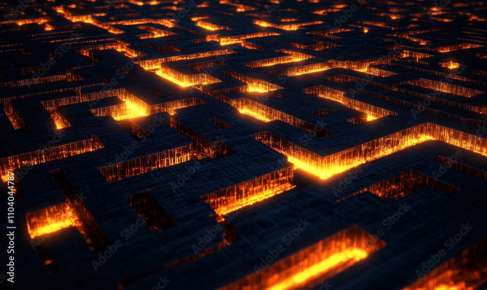 Sticker glowing maze background with abstract texture
