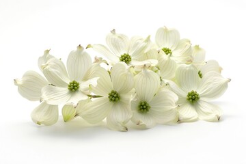 Close-up shot of white flowers arranged on a white surface