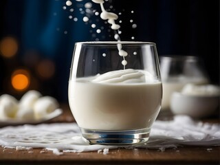 A Refreshing Glass of Creamy Milk Splash Accompanied by Delicious Cookies for Enjoyment