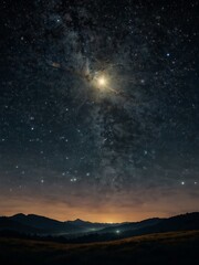 Fototapeta premium A starry night sky with a bright star, symbolizing the Holy Spirit's guidance.
