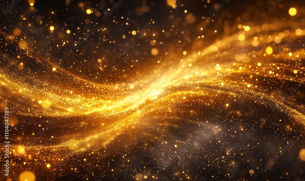 Canvas Prints golden glittering abstract waves and particles background