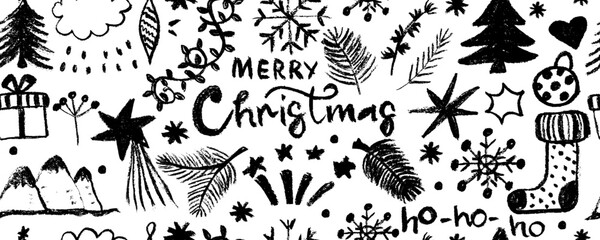 Seamless pattern charcoal colorful graffiti doodle punk and girly shapes collection. Hand drawn grunge style brush strokes, bold curved lines,  star and others geometric shapes. Vector collage element