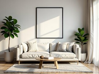 Modern Living Room Frame Mockup - Interior Design AI Photo