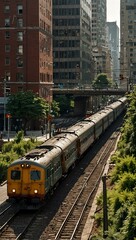 Obraz premium A train passing through the city.