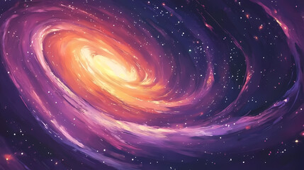 Obraz premium Vibrant cosmic spiral with swirling colors and glowing stars in a vast galaxy. Cosmic. Illustration