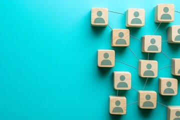 Wooden Cubes Network Teamwork & Corporate Relationships Concept