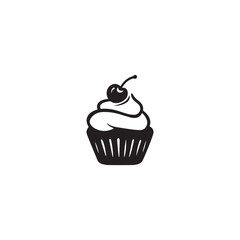 Cupcake icon . Black Cupcake icon on white background. vector illustration