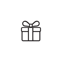 Gift box icon. Black Gift box icon on white background.