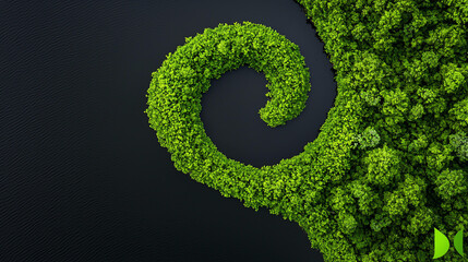 Landscape background Aerial view of winding lake surrounded by lush green trees, showcasing nature beauty and tranquility. vibrant greenery creates serene atmosphere