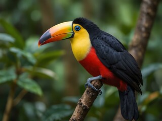 Fototapeta premium A vibrant toucan perched in the wild.