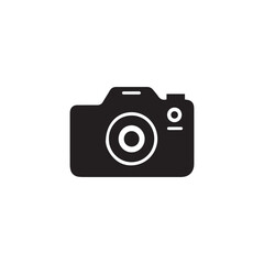 Camera icon. Black camera icon on white background.