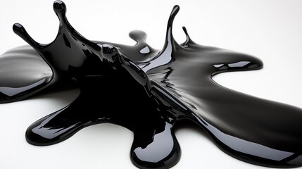 Black liquid splash, dynamic, glossy, abstract.