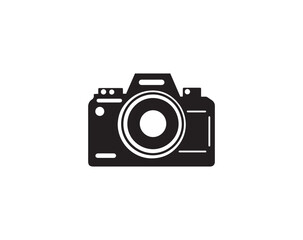 Camera icon. Black camera icon on white background.