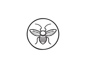 Bee  icon. Black bee  icon on white background.