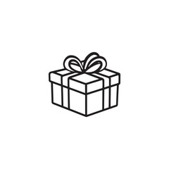 Gift box icon. Black Gift box icon on white background.