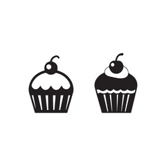 Cupcake icon . Black Cupcake icon on white background. vector illustration