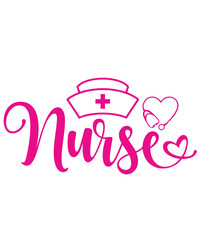 Nurse typography clip art design on plain white transparent isolated background for card, shirt, hoodie, sweatshirt, apparel, tag, mug, icon, poster or badge