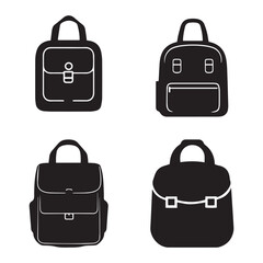 Bag  icon set. Black bag icon on white background.