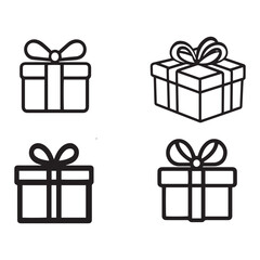 Gift box icon set . Black Gift box icon on white background.