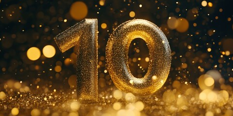 Aniversary Celebration: Golden Number 10 Greeting Ceremony for Business Success