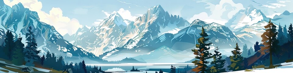 Fototapeta premium Majestic Bavarian Alps: A Geometric Landscape