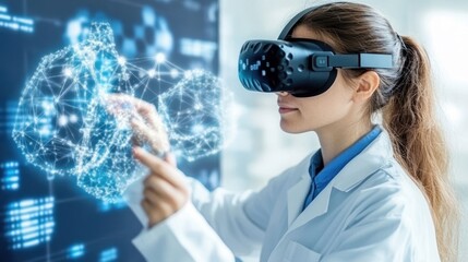 Scientist in Virtual Reality Using Advanced VR Technology