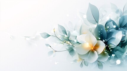 Soft and Elegant Floral Background with Delicate Leaves and Gentle Light Accents for Timeless Designs and Creative Projects