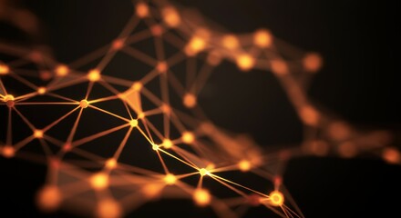 Network of Nodes, Blue and Orange, Dark Background