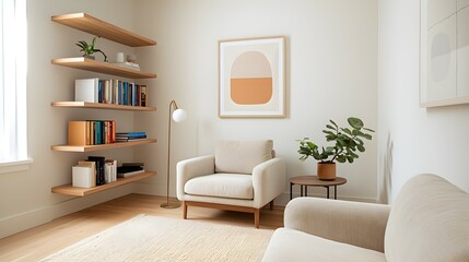 Cozy Minimalist Living Room Renovation with Light Wooden Flooring and Modern Decor - Inviting Space Featuring Warm Tones Plush Sofas and Soft Lighting