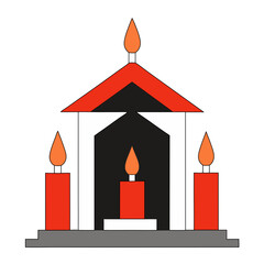 burning candles on a white background