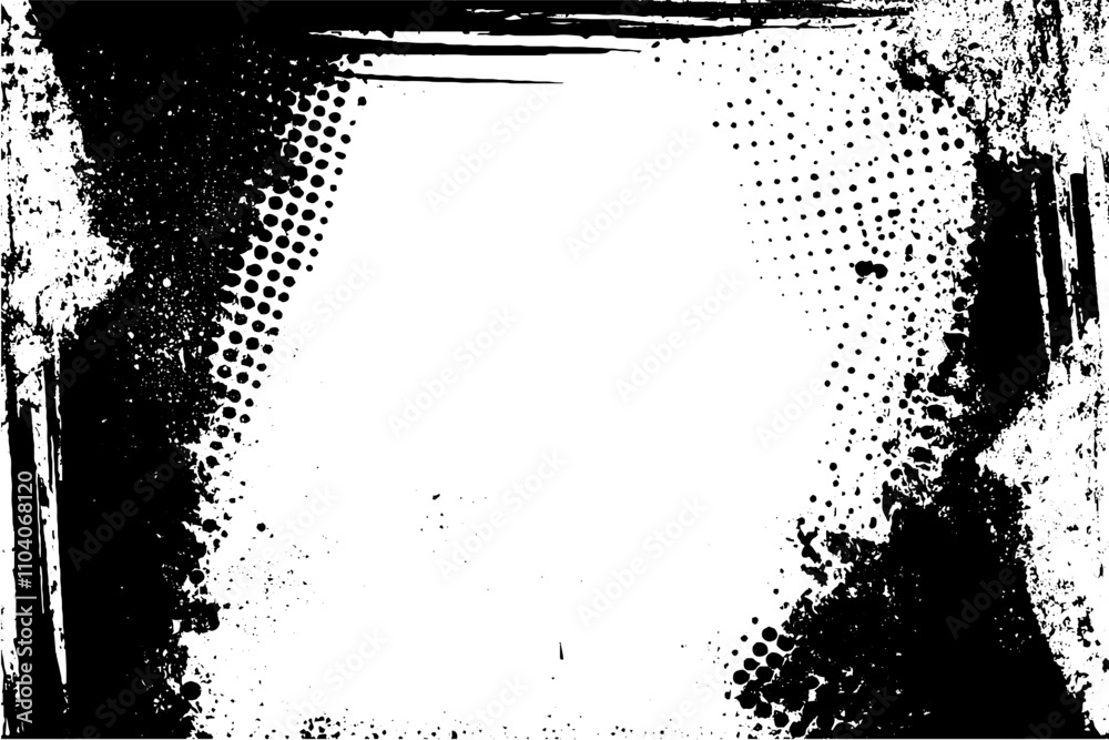 Poster vector distress background with vintage effect featuring white stamp and black brush strokes. retro,