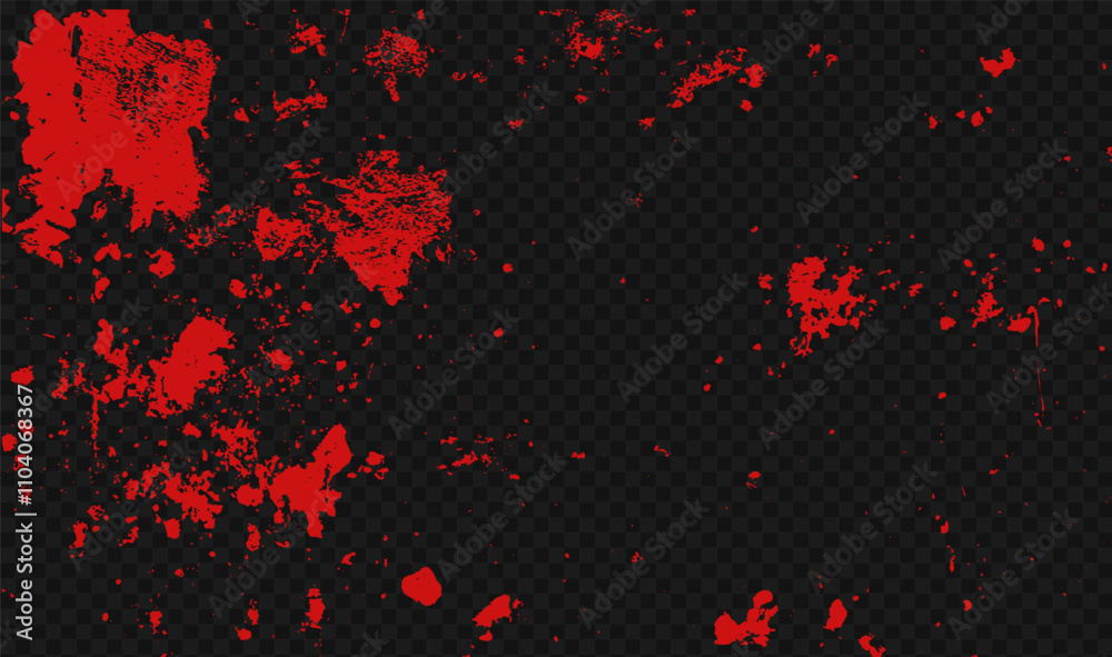 Poster vector blood splatter and splash with red ink stains. horror design featuring drips, spatter, and wi