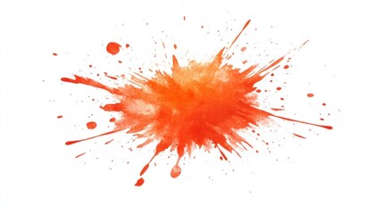 Abstract orange watercolor splash explosion on white background.