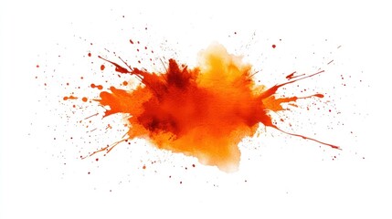 Abstract orange watercolor splash on white background. (1)