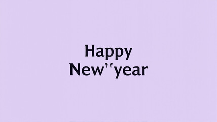 Happy New Year text in black on a pastel purple background