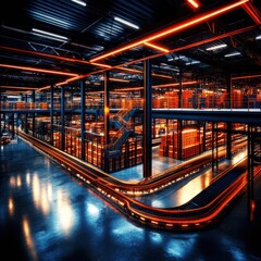 High-tech airport logistics hub security and connection in modern boarding infrastructure
