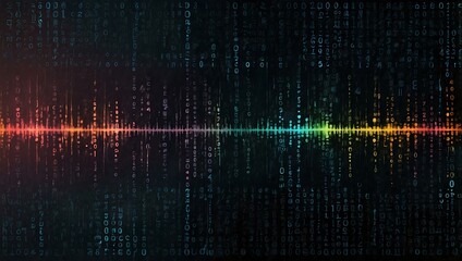 Obraz premium Abstract binary background with radiant data layers.