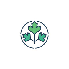 Cilantro leaf icon. Fresh cilantro sprig graphic.  Represents growth, nature, and healthy eating.