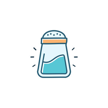 recommend clip art: Salt shaker icon. Blue salt container graphic;  symbolizes seasoning, flavor enhancement.