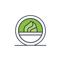 Matcha dessert icon. Green tea dessert in bowl; symbolizes freshness, nature, and healthy indulgence.