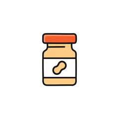 Peanut butter jar icon. Creamy peanut butter in a jar.  Represents nutrition, deliciousness, and a classic treat.
